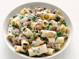 Cheesy leek, sausage and chard pasta